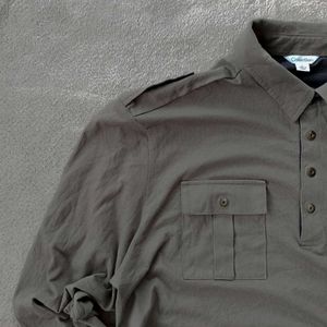 Calvin Klein Khaki Long Sleeve Polo