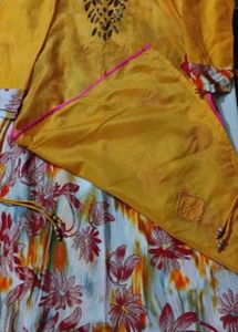 Floral Print Fabric with Yellow Accent