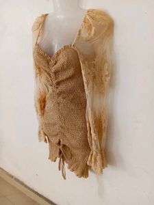 SEXY RIBBED SHEER LACE SLEEVE BODYCON