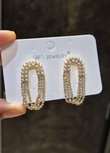 Pearl &amp; Rhinestone Dangle Earrings