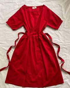 Cherry Red  Dress Soft Cotton Flowy & Feminine