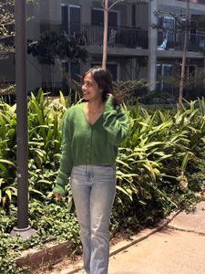 Green Cardigan Sweater