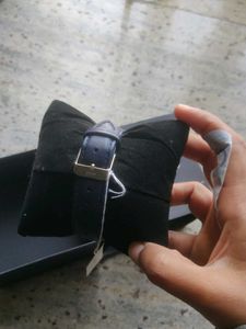 Blue Leather Strap Wrist Watch With Stones