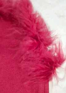 Maroon Feather Trim Top