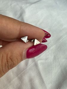 Silver colour triangle studs, earrings
