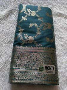 Elegant Teal Banarasi Saree🎉