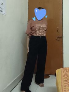 High Waisted Straight Fit Black Jeans