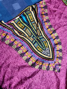 Women Pink African Print Kaftan Maxi Dress