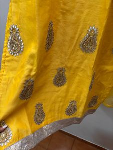 Yellow Embroidered Kurta &amp; Dupatta