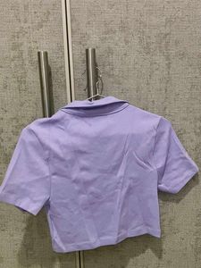 Lavender Cropped Polo Top