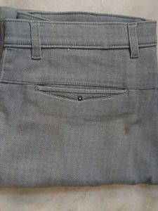 Mens Grey Formal Cotton Pant