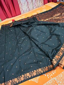 Copper Zari Karan Silk Saree With Bp