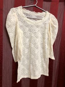 Cream Short Sleeve Top