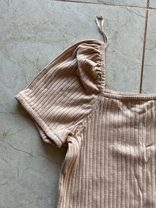 Ribbed Puff Sleeve Top