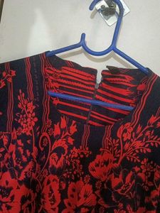 Red &amp; Black Floral Print Dress