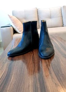 Pure Leather Grain Chelsea Zipper Boots For Men