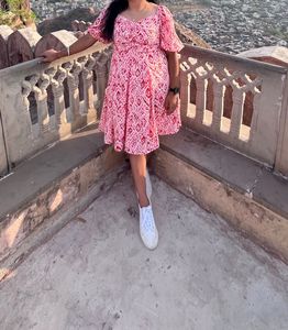 Pink Patterned Mini Dress