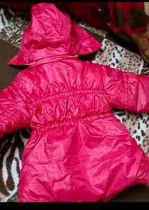 Red fluffy Kids Winter Jacket