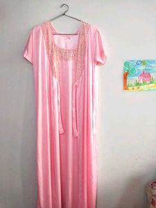 Elegant Pink Nightgown with robe
