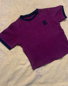 Vintage Yankees Purple Ringer Tee