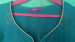 Teal Kurti with Gold Accents