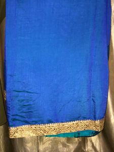 Elegant Blue Saree with Gold Border