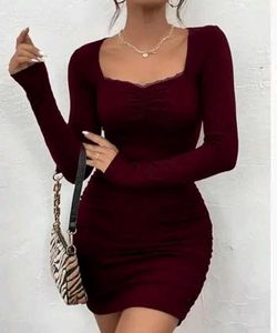 Maroon Bodycon Mini Dress