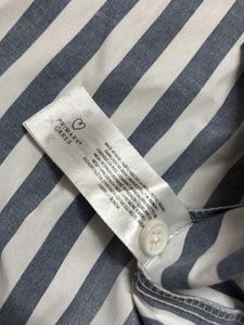 •  Navy &amp; White Striped Button-Up Shirt – Cla