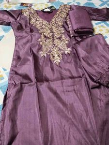 Elegant Purple Embroidered Kurta , All Size Availa