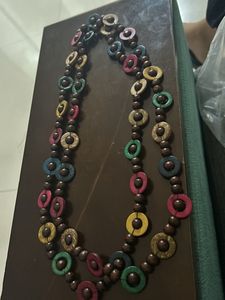 Beautiful Long 6cm Beads Wooden Multicoloured Neck