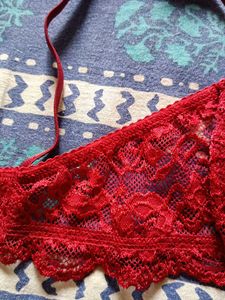 Reddish Maroon Lace Bra