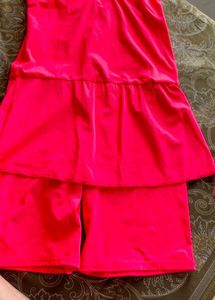 Neon Pink Swimming Costume For Girls