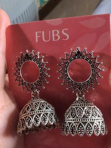 FUBS Silver Jhumka Earrings