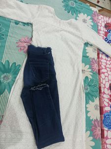White Kurta With Blue Jeans
