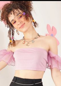 Pink Ruffle Sleeve Tube Top (new with tag)