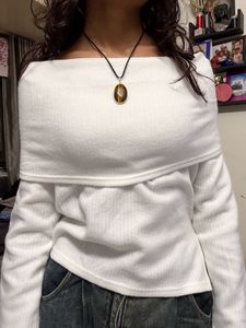 White Off-Shoulder Knit Top