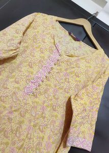Light Yellow Printed Kurta Plazo Set For 44 Bust
