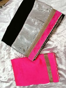 Stylish Sequin & Pink Saree