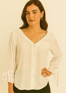 White Bell Sleeve Blouse