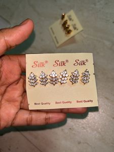 White And Golden Diamond Earrings