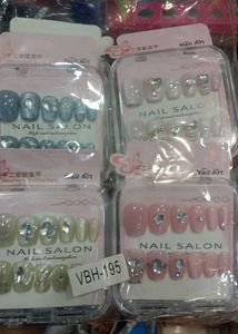 (3 Sets) Rhinestone Press-On Nails