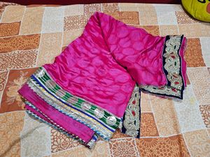 Pink Silk Saree With Festive Border