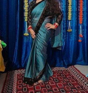 Grey Saree With Black Border