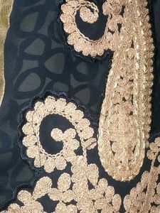 Elegant Black &amp; Gold Embroidered Dress
