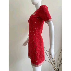 Chic Red Patterned Mini Dress