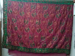 Elegant Maroon &amp; Green Saree