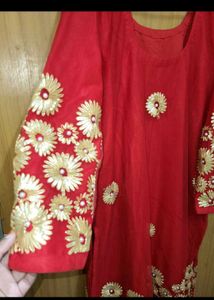 Red Embroidered Kurta Set gota patti salwar kurt