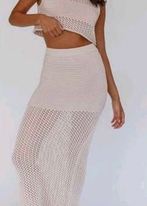 White Lace Midi Side Slit Skirt