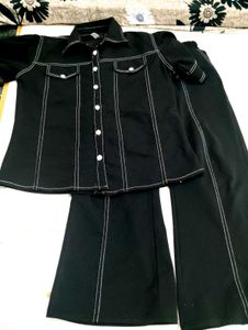 Black Puff Sleeve Top And Bottom Dress