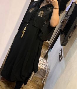 Embellished Black Dress with Attached Jacket